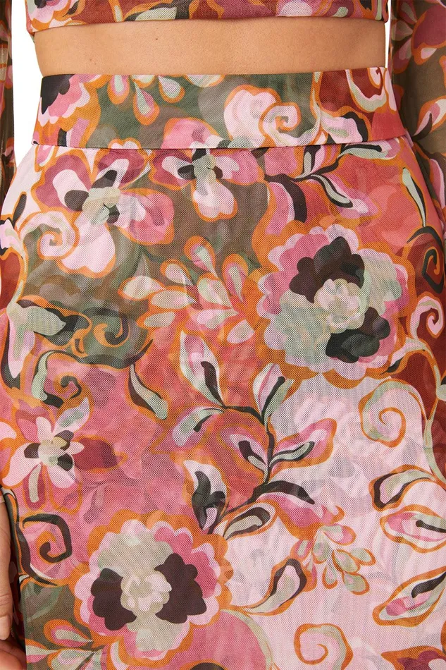 Women MISA Los Angeles Skirts and Shorts EKAT SKIRT Resort Batik Mesh