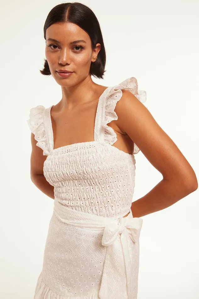 Women MISA Los Angeles Tops ABELIA TOP White Eyelet