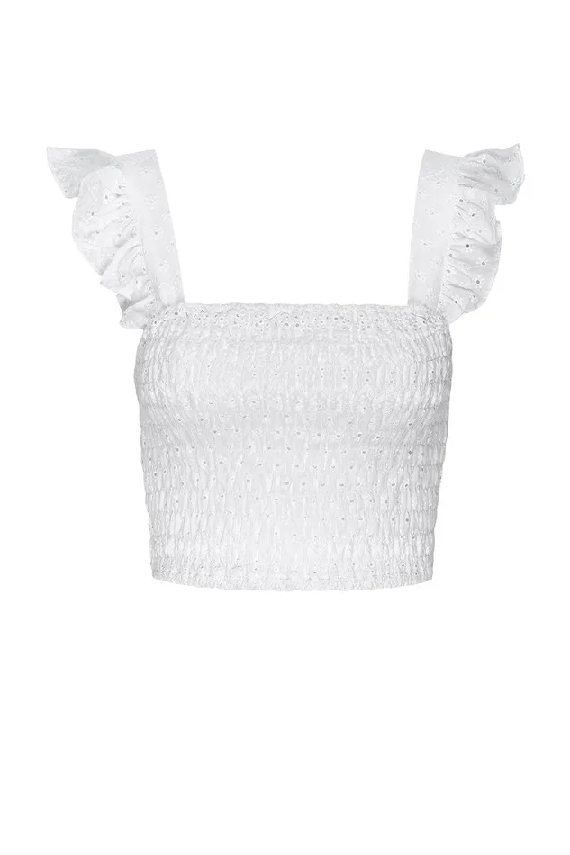 Women MISA Los Angeles Tops ABELIA TOP White Eyelet