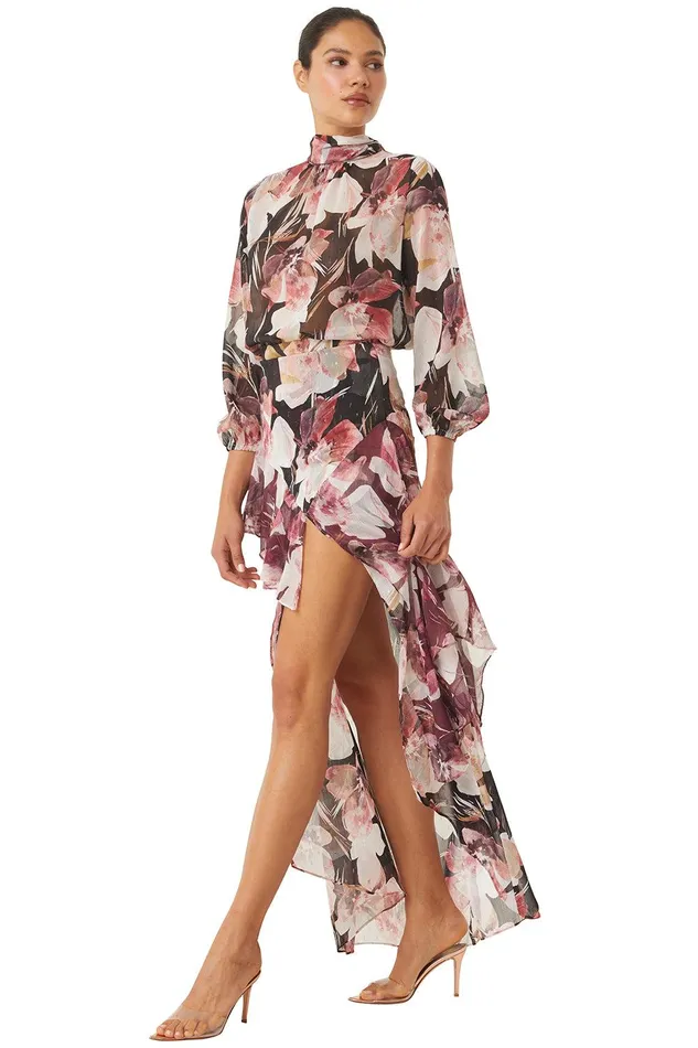 Women MISA Los Angeles Tops LULU TOP Flora Tropical Black