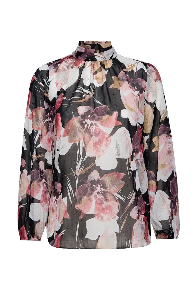 Women MISA Los Angeles Tops LULU TOP Flora Tropical Black