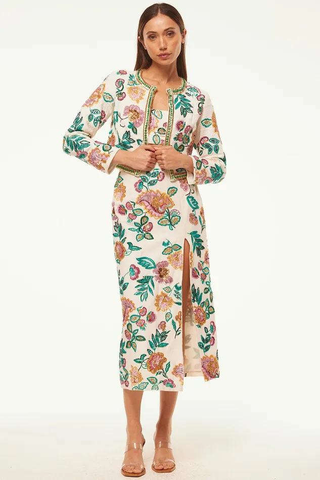 Women MISA Los Angeles Tops SALIMA JACKET Malika Paisley Floral Embroidery