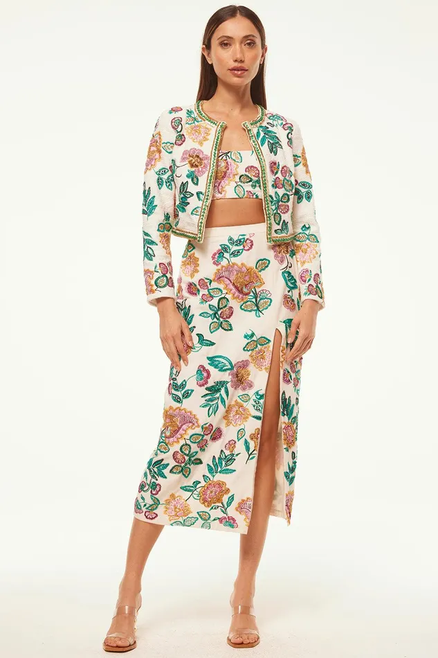 Women MISA Los Angeles Tops SALIMA JACKET Malika Paisley Floral Embroidery