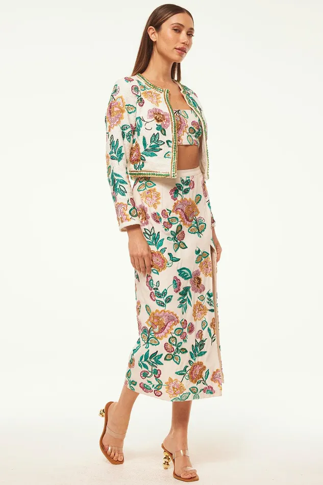 Women MISA Los Angeles Tops SALIMA JACKET Malika Paisley Floral Embroidery