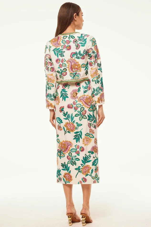 Women MISA Los Angeles Tops SALIMA JACKET Malika Paisley Floral Embroidery