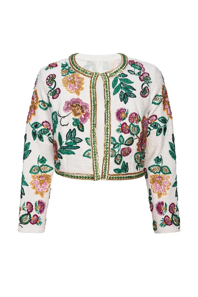 Women MISA Los Angeles Tops SALIMA JACKET Malika Paisley Floral Embroidery