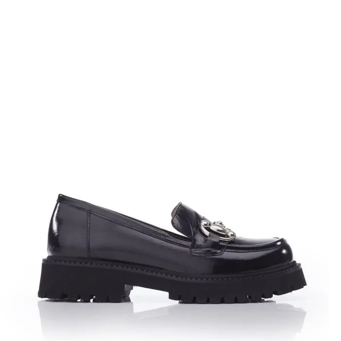 Women Moda In Pelle Brogues And Loafers Bsoleful BKeegan Black Patent Leather