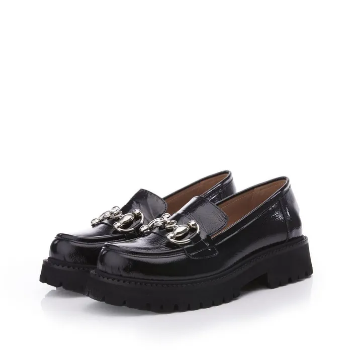 Women Moda In Pelle Brogues And Loafers Bsoleful BKeegan Black Patent Leather
