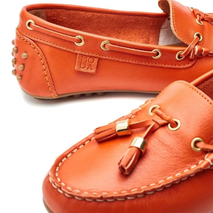 Women Moda In Pelle Casual Shoes Arienna Orange Leather
