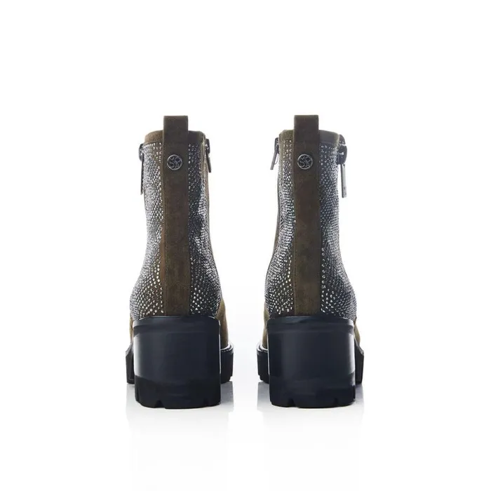 Women Moda In Pelle Chunky Boots Angeli Khaki Suede