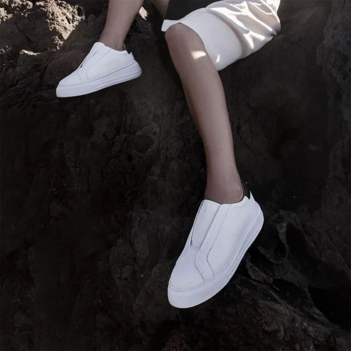 Women Moda In Pelle Chunky Trainers Alber White Leather