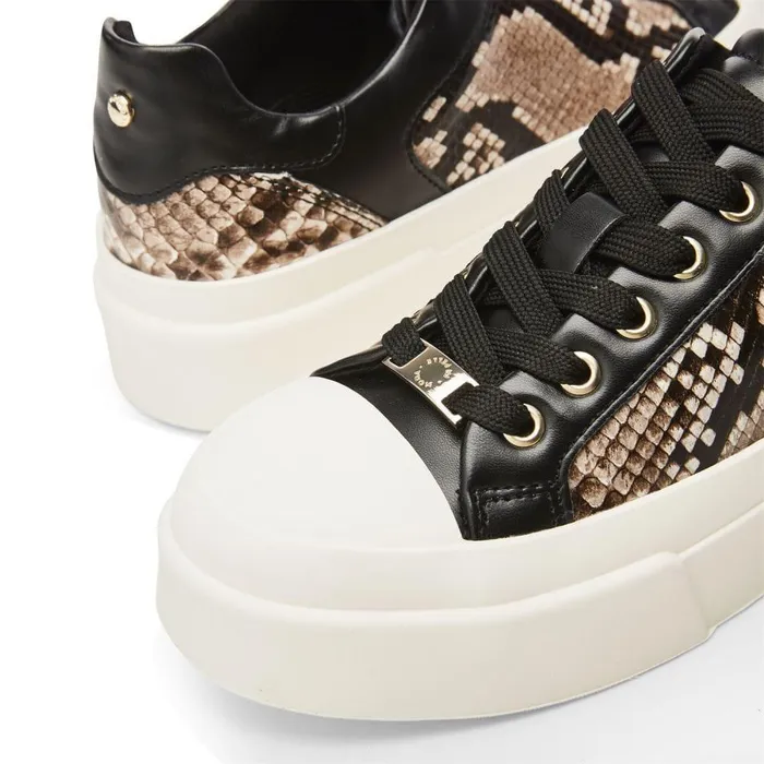 Women Moda In Pelle Chunky Trainers Amilyn Natural Snake Print Leather