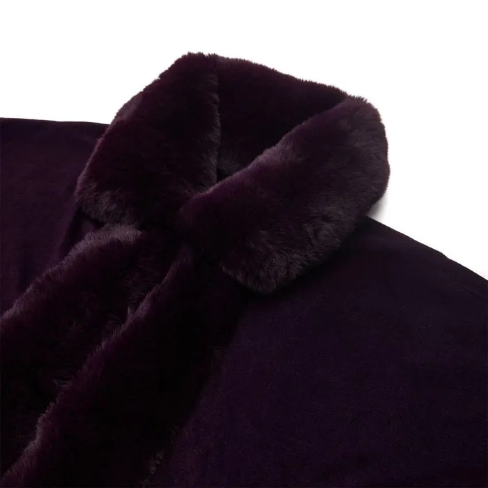 Women Moda In Pelle Clothing Frayaponcho Purple Faux Fur