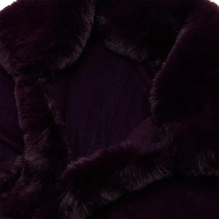 Women Moda In Pelle Clothing Frayaponcho Purple Faux Fur