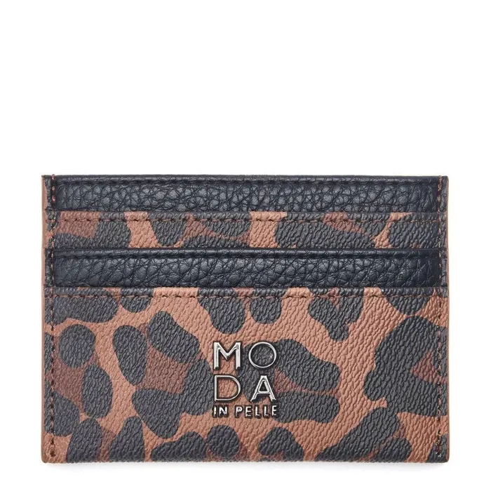 Women Moda In Pelle Clutch Bags Ali Cardwallet Dark Leopard Porvair