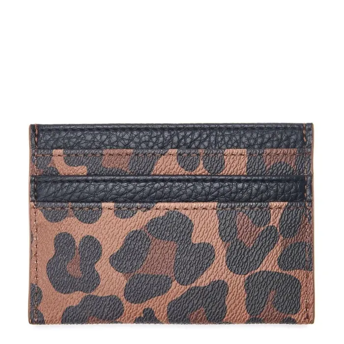Women Moda In Pelle Clutch Bags Ali Cardwallet Dark Leopard Porvair