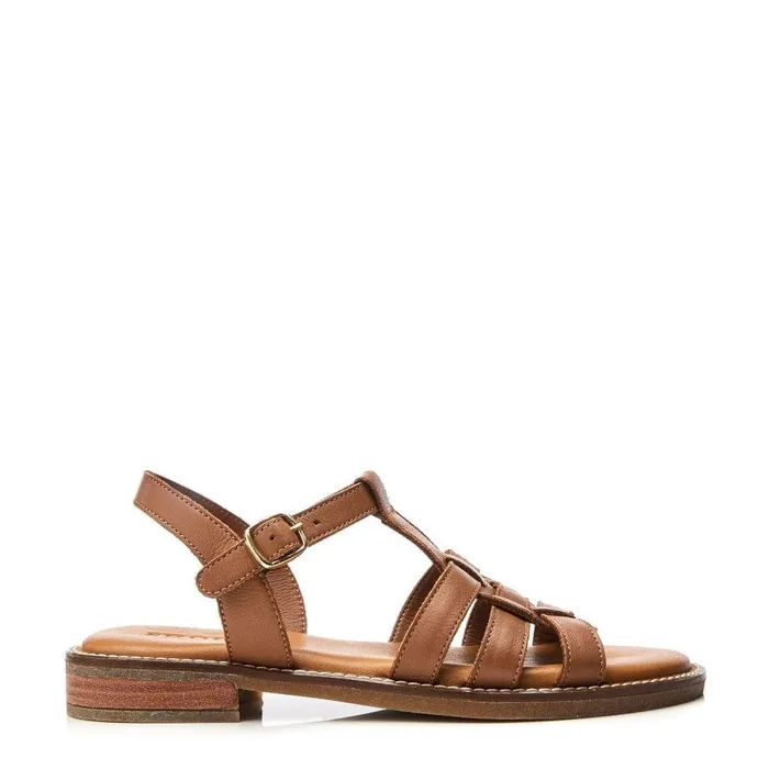 Women Moda In Pelle Flat Sandals Shoon Sh Saddle Tan Leather