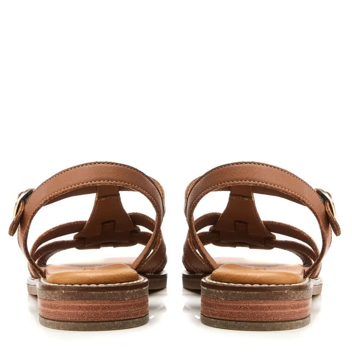 Women Moda In Pelle Flat Sandals Shoon Sh Saddle Tan Leather