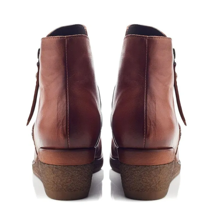 Women Moda In Pelle Heeled And Wedge Boots Olgar Dark Tan Leather