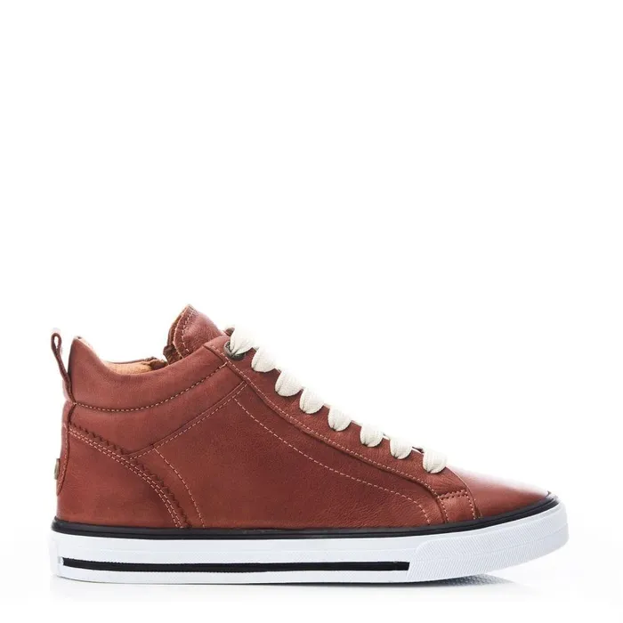 Women Moda In Pelle HighTop Trainers Blaize Tan Leather