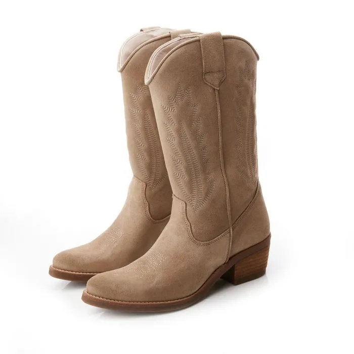 Women Moda In Pelle MidCalf Boots Fanntine Stone Suede
