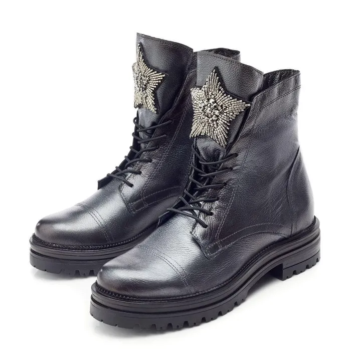 Women Moda In Pelle MidCalf Boots Oakleigh Dark Pewter Leather