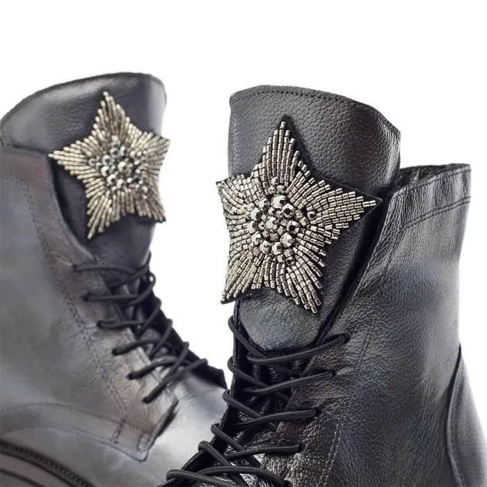 Women Moda In Pelle MidCalf Boots Oakleigh Dark Pewter Leather