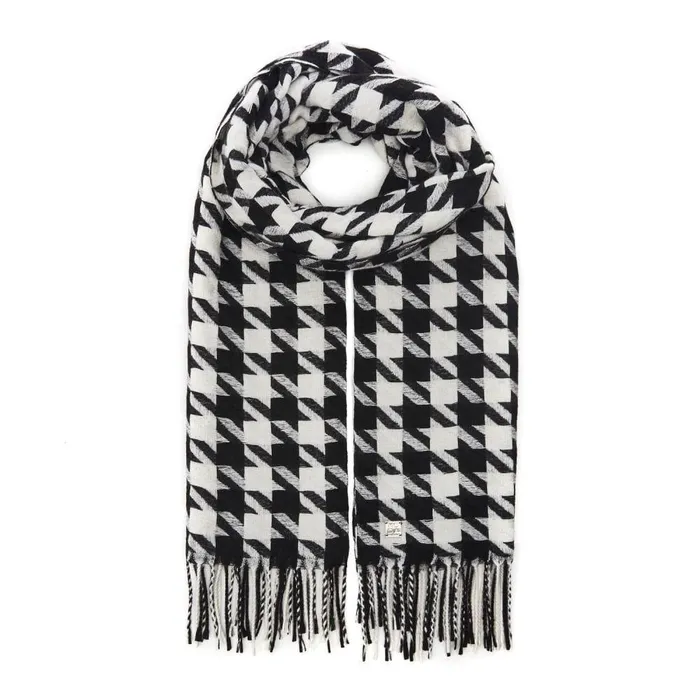 Women Moda In Pelle Scarves Bellascarf BlackWhite Textile
