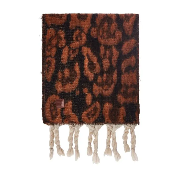 Women Moda In Pelle Scarves Lioniescarf Dark Leopard Textile Women Moda In Pelle Scarves Lioniescarf Dark Leopard Textile