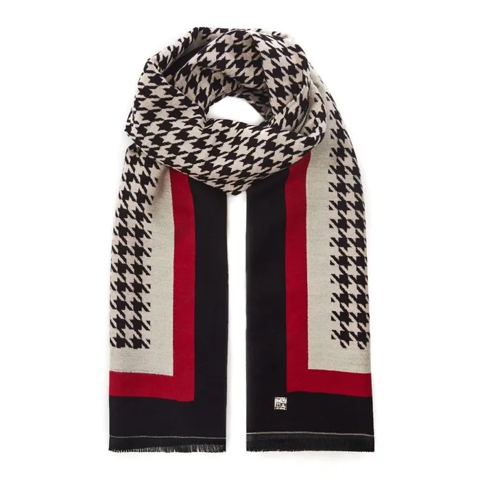 Women Moda In Pelle Scarves Serenascarf Black Red Textile