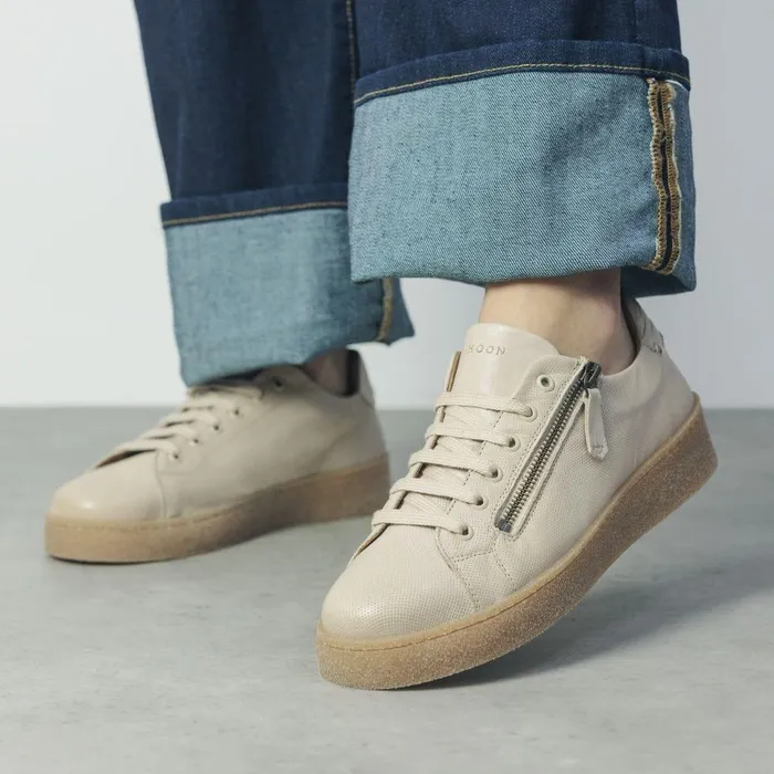 Women Moda In Pelle Wedge Trainers Shoon Sh Elston Off White Leather