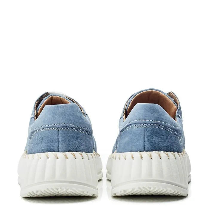 Women Moda In Pelle Wedge Trainers Shoon Sh Riyah Blue Leather