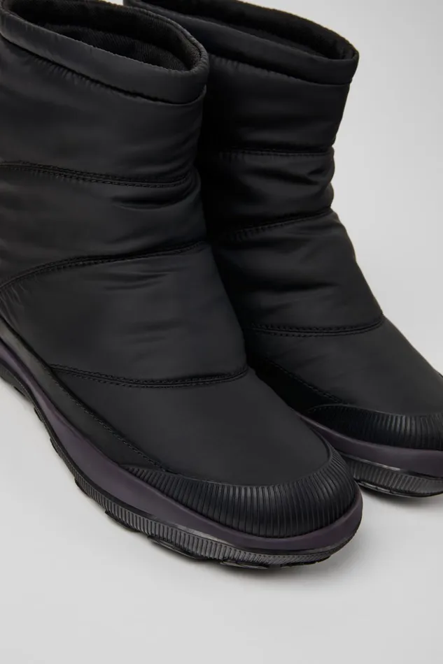 Women Peu Pista GORETEX Black Textile And Leather Boots Camper Ankle Boots