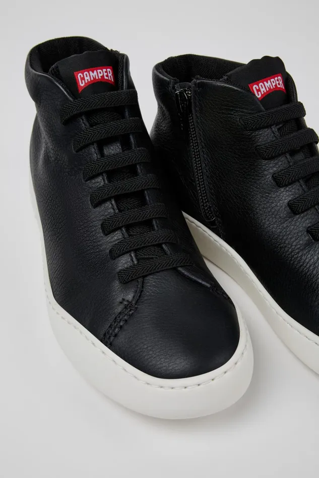 Women Peu Touring Black Leather Ankle Boots Camper Ankle Boots