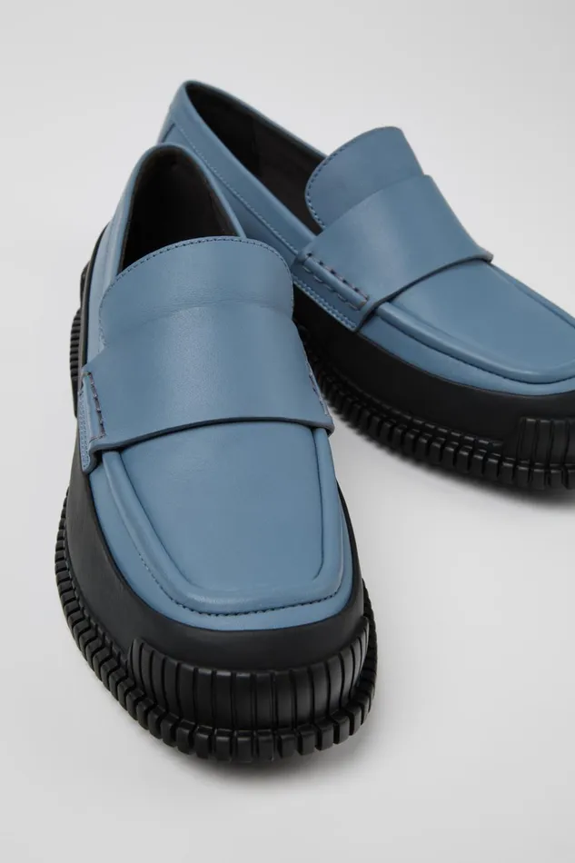 Women Pix Gray And Black Leather Loafer Camper Formal Shoes