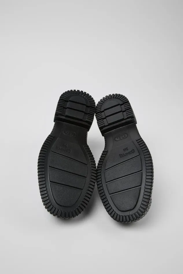 Women Pix Gray And Black Leather Loafer Camper Formal Shoes Women Pix Gray And Black Leather Loafer Camper Formal Shoes