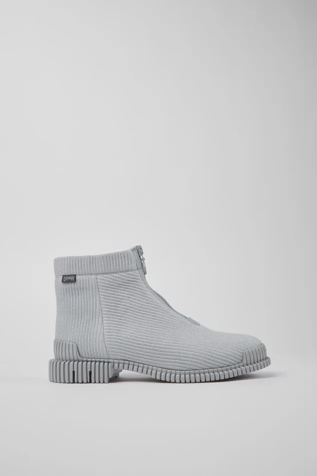Women Pix Gray Textile Zip Bootie Camper Ankle Boots