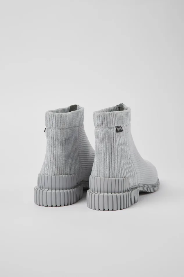 Women Pix Gray Textile Zip Bootie Camper Ankle Boots