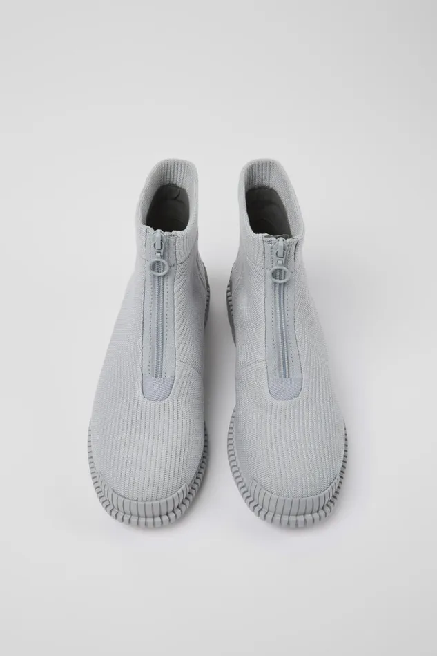 Women Pix Gray Textile Zip Bootie Camper Ankle Boots