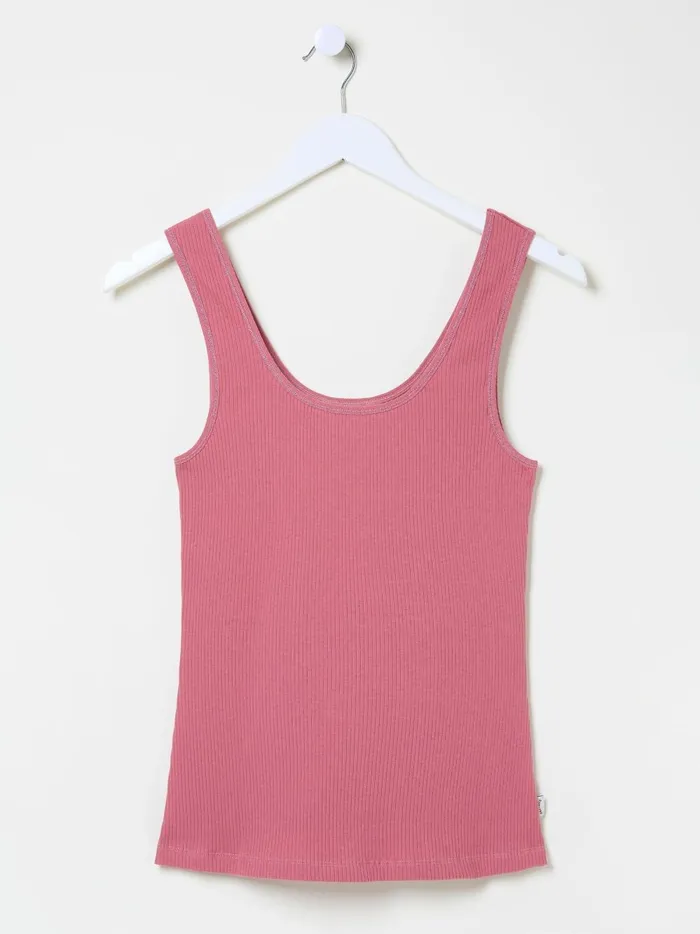 Women Pyjamas and Nightwear Fat Face Pink Rib Lounge Vest