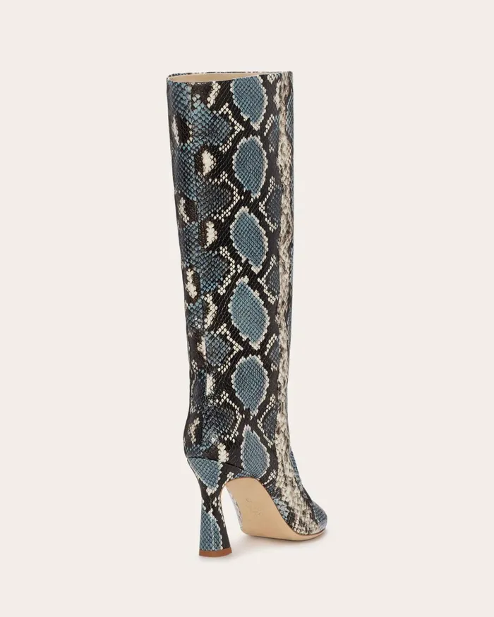 Women Queen Heeled Snake Boots Blue Snake Ramy Brook Shoes
