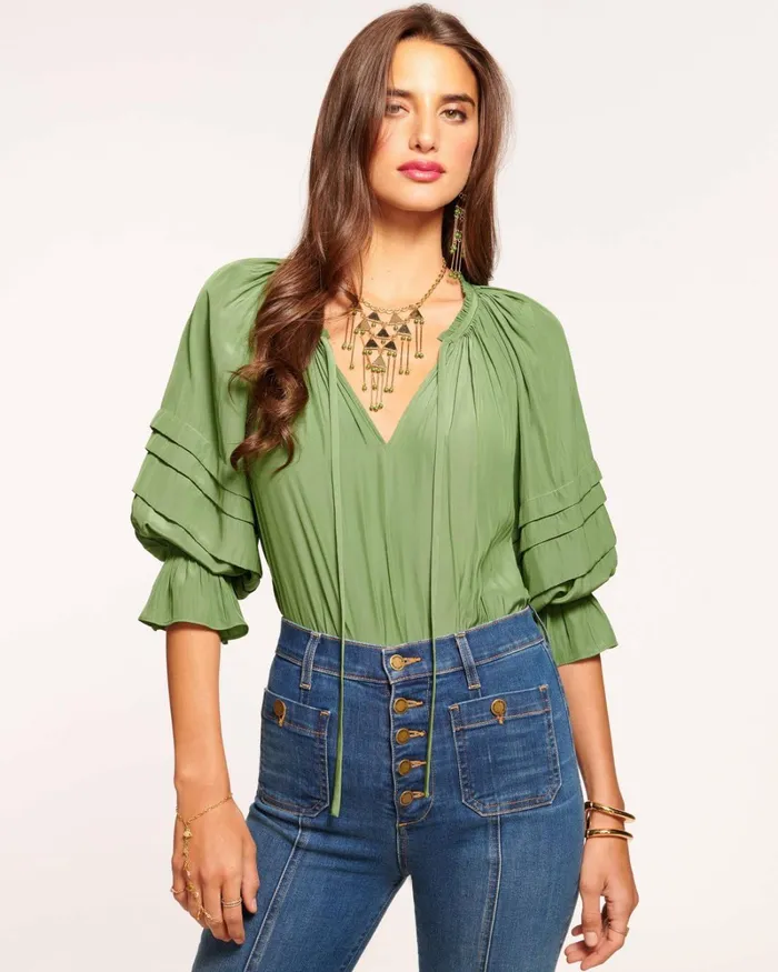 Women Randi Puff Sleeve Top True Blue Ramy Brook Tops