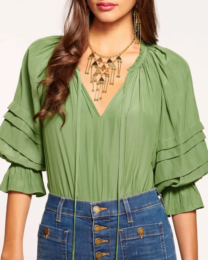 Women Randi Puff Sleeve Top True Blue Ramy Brook Tops Women Randi Puff Sleeve Top True Blue Ramy Brook Tops