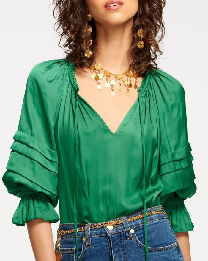 Women Randi Puff Sleeve Top True Blue Ramy Brook Tops Women Randi Puff Sleeve Top True Blue Ramy Brook Tops