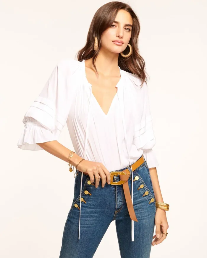 Women Randi Puff Sleeve Top True Blue Ramy Brook Tops Women Randi Puff Sleeve Top True Blue Ramy Brook Tops