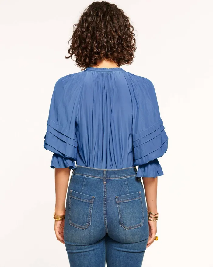 Women Randi Puff Sleeve Top True Blue Ramy Brook Tops Women Randi Puff Sleeve Top True Blue Ramy Brook Tops