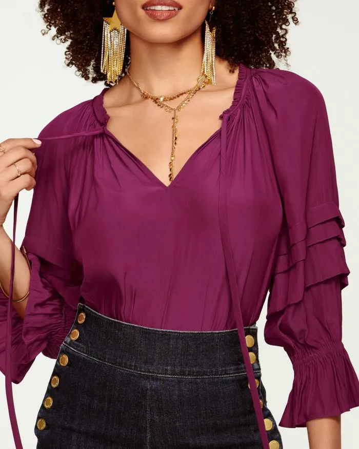 Women Randi Puff Sleeve Top True Blue Ramy Brook Tops Women Randi Puff Sleeve Top True Blue Ramy Brook Tops