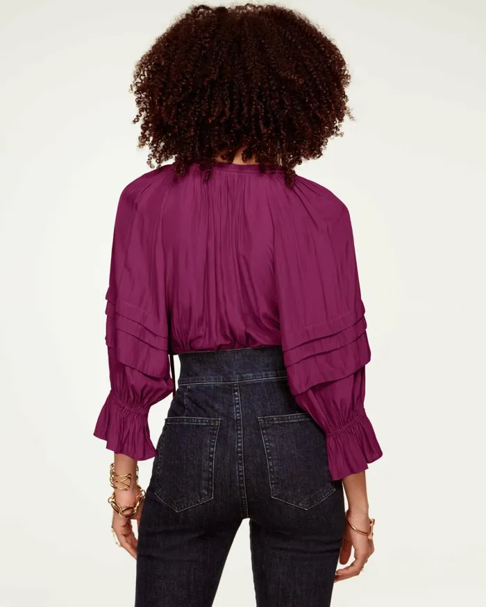 Women Randi Puff Sleeve Top True Blue Ramy Brook Tops Women Randi Puff Sleeve Top True Blue Ramy Brook Tops