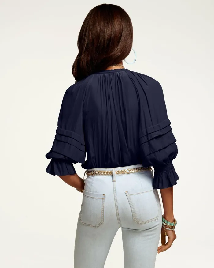 Women Randi Puff Sleeve Top True Blue Ramy Brook Tops Women Randi Puff Sleeve Top True Blue Ramy Brook Tops