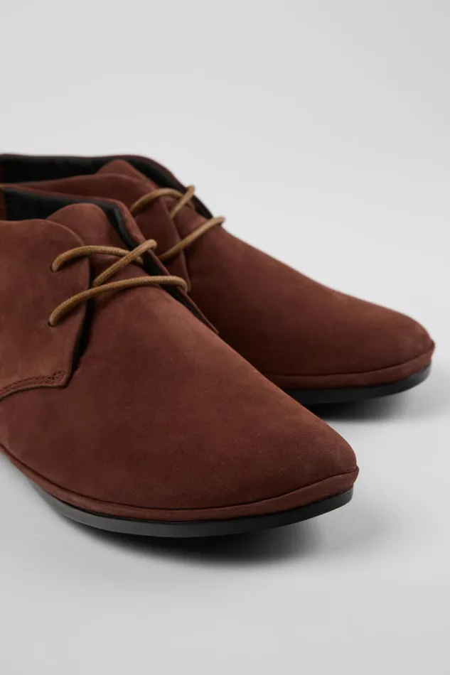 Women Right Brown Nubuck Ankle Boots Camper Ankle Boots
